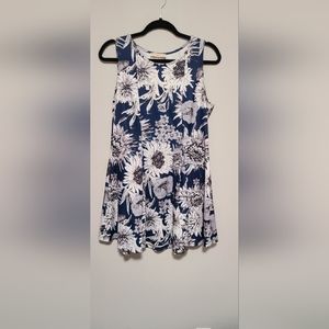 Elodie White & Navy Floral Dress